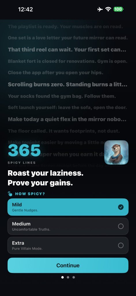 Otter Workout: Mild selected — Gentle Nudges