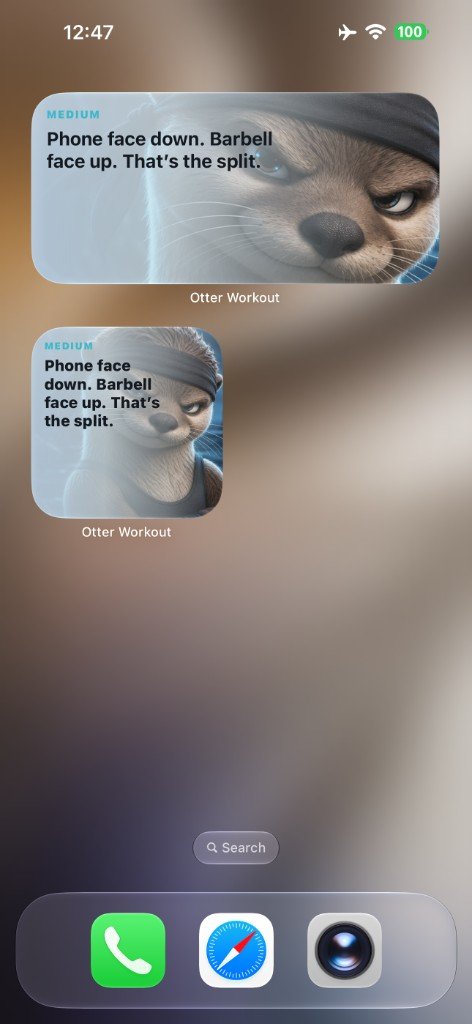 Home Screen widgets showing a spicy line before you train